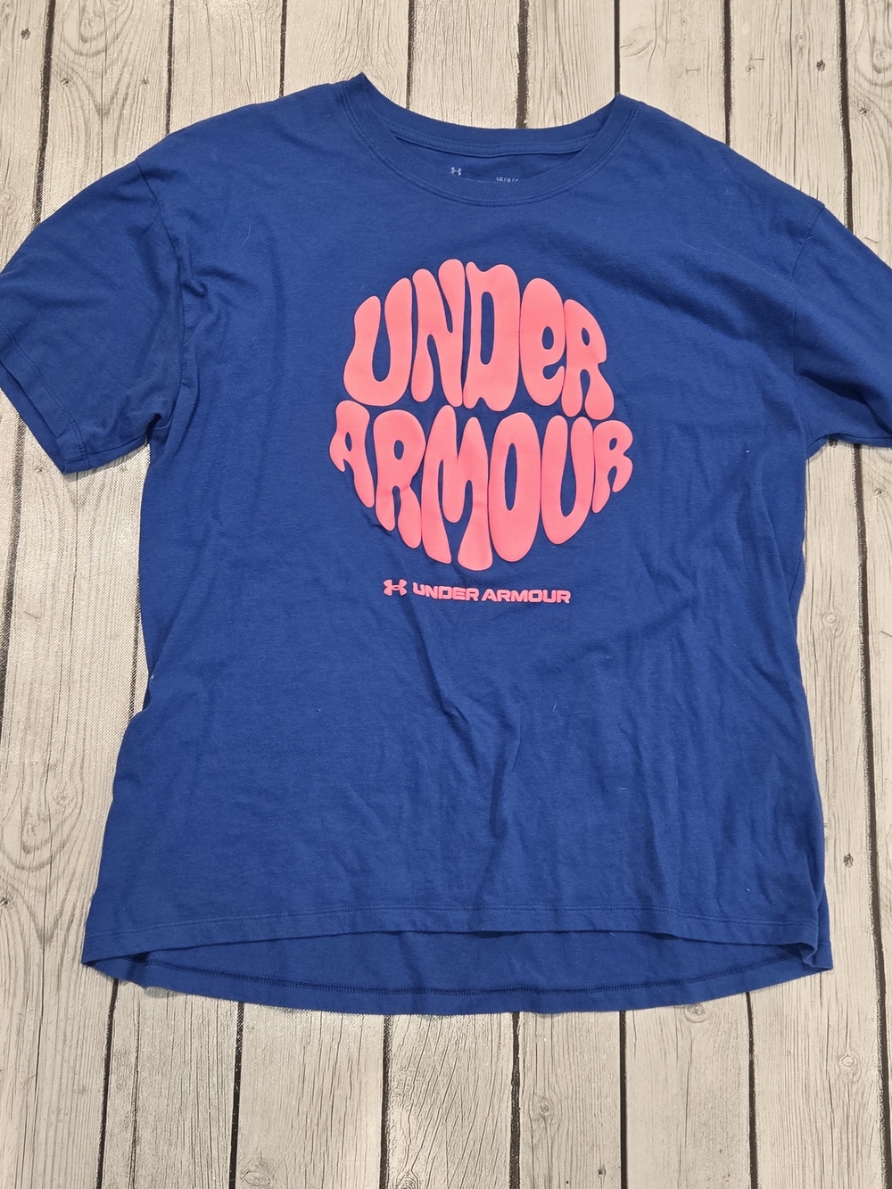 Under Armour Blue Short-Sleeve Tee with Pink Logo